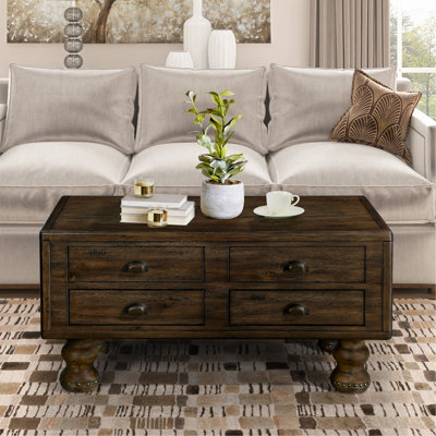 Table basse rectangulaire en bois massif pour le salon