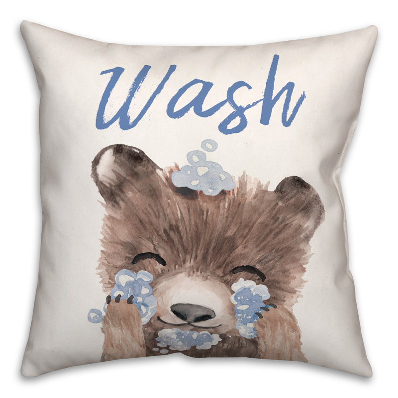 Bear Washing Face Indoor / Outdoor Pillow