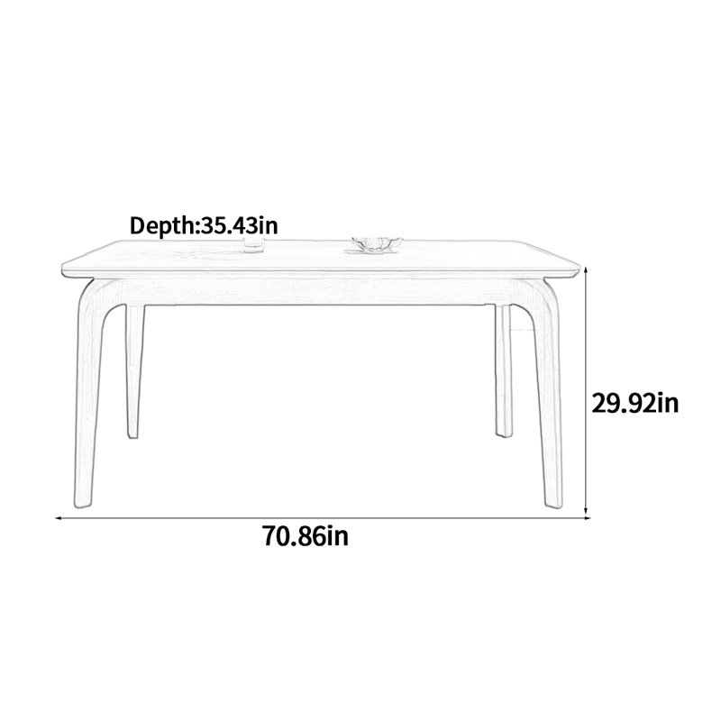 Table de salle à manger élégante de style crème, H 29,92 po x L 70,86 po x l 35,43 po