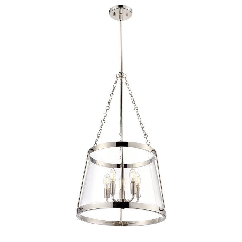 Adabella 17.75" 5-Light Pendant - Polished Nickel, 5 LIghts, Polished Nickel, 30" H x 17.75" W x 17.75" D