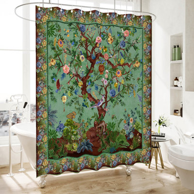 Milliana Floral Shower Curtain with Hooks Included