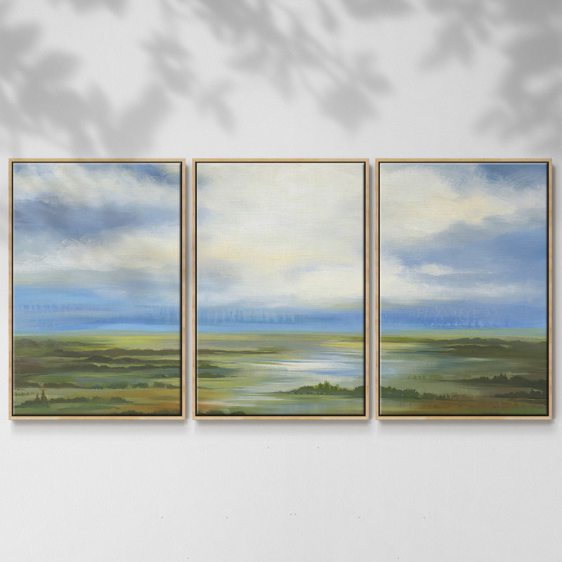 Lighting the Way - Multi Piece Framed Canvas-OJAR3391C, 24" H x 48" W x 2" D, Natural