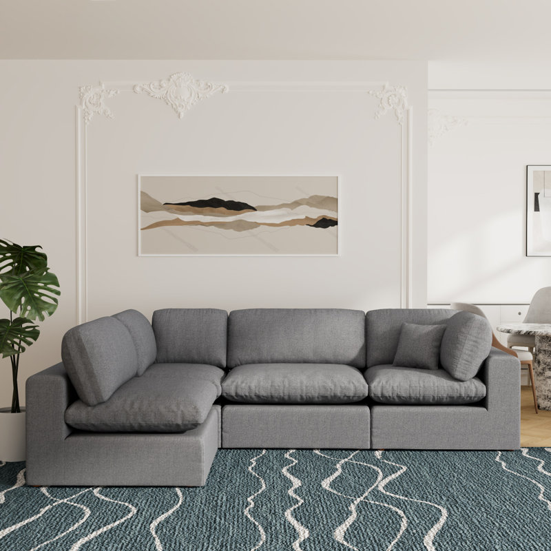 Canapé modulaire rembourré 4 pièces Jossa, Gris