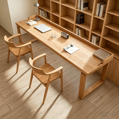 Bureau long pin massif en bois massif Burlywood