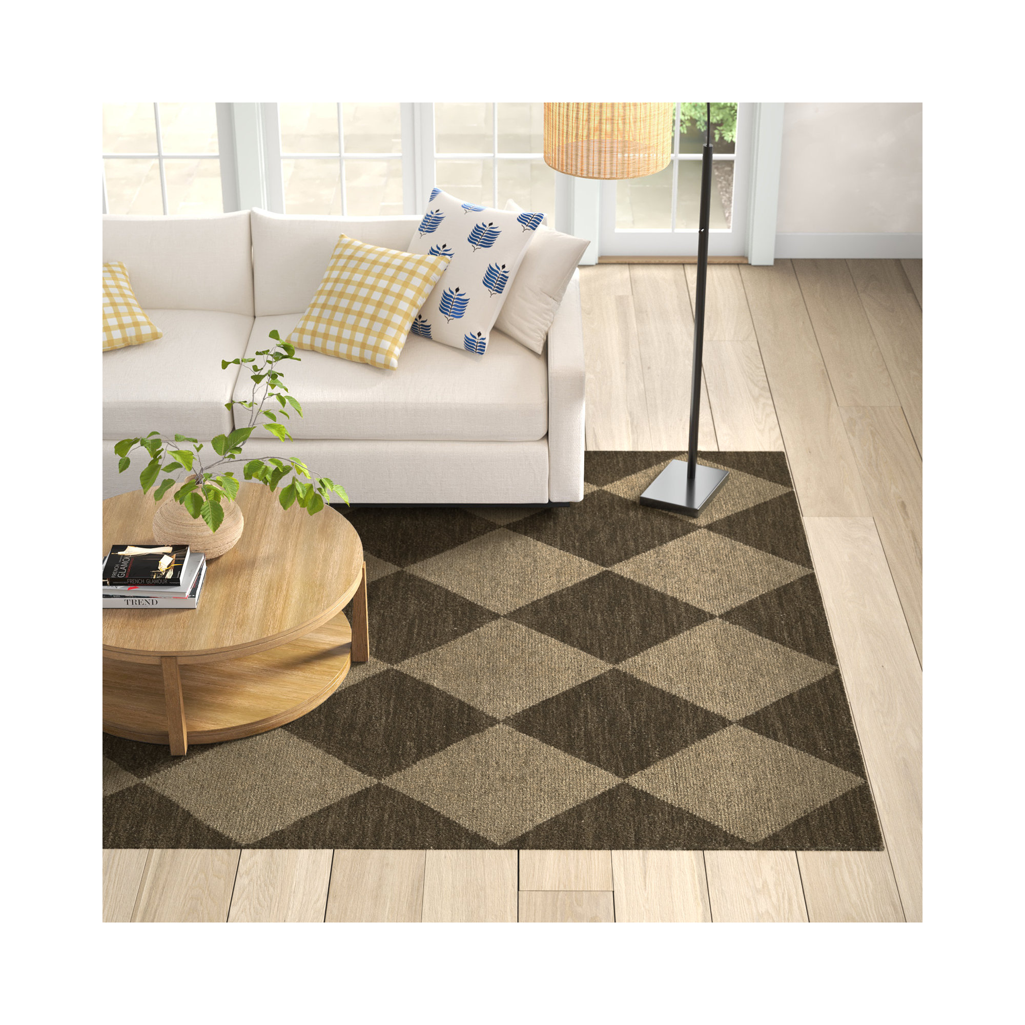 Winnie Handmade Wool Brown/Tan Rug, Rectangle 5' X 8'