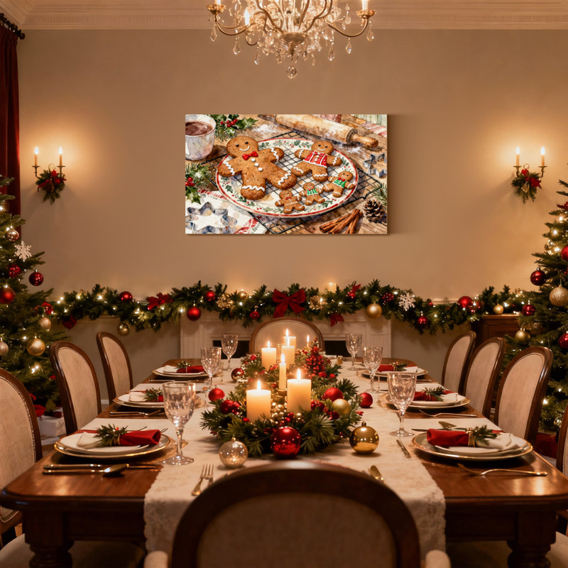 «Christmas Gingerbread Men Holiday», ensemble de 3 reproductions d'art sur toile, H 24 po x l 36 po