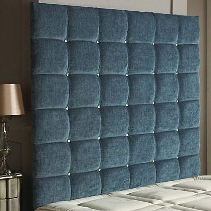 Sherrill Upholstered Headboard, Teal, Chenille Fabric, Double (4'6)