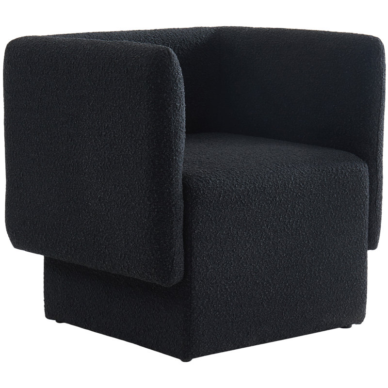 Alysun 31" W Boucle Fabric Armchair, Black Boucle Fabric