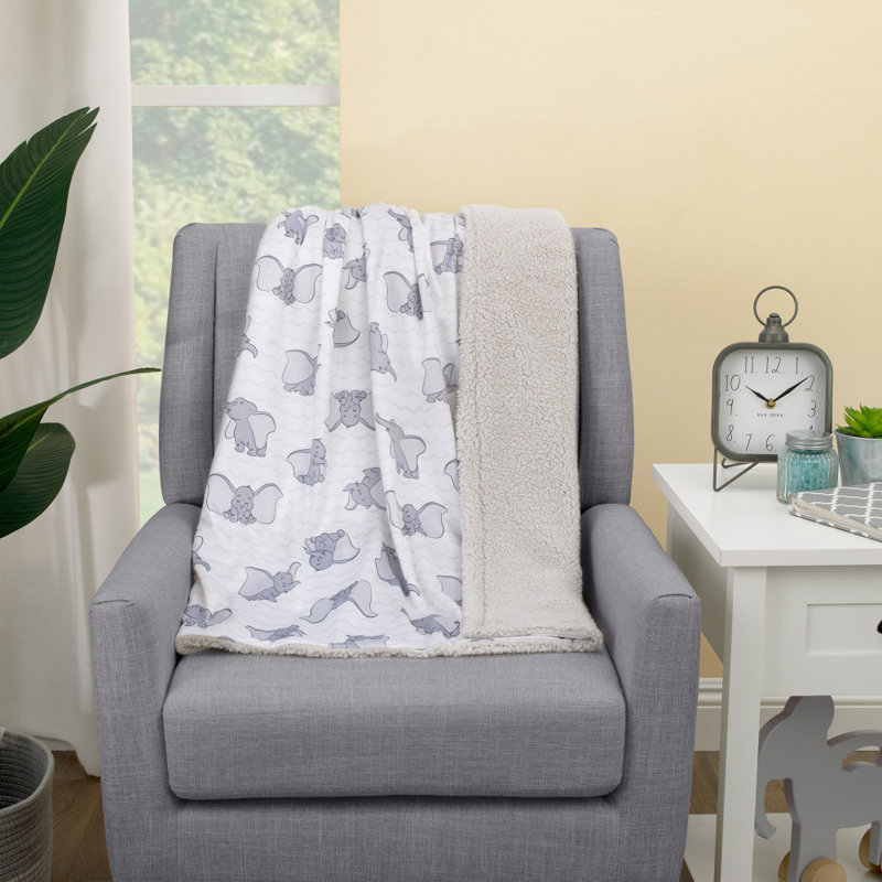 NoJo Disney Dumbo Baby Blanket with Sherpa Back