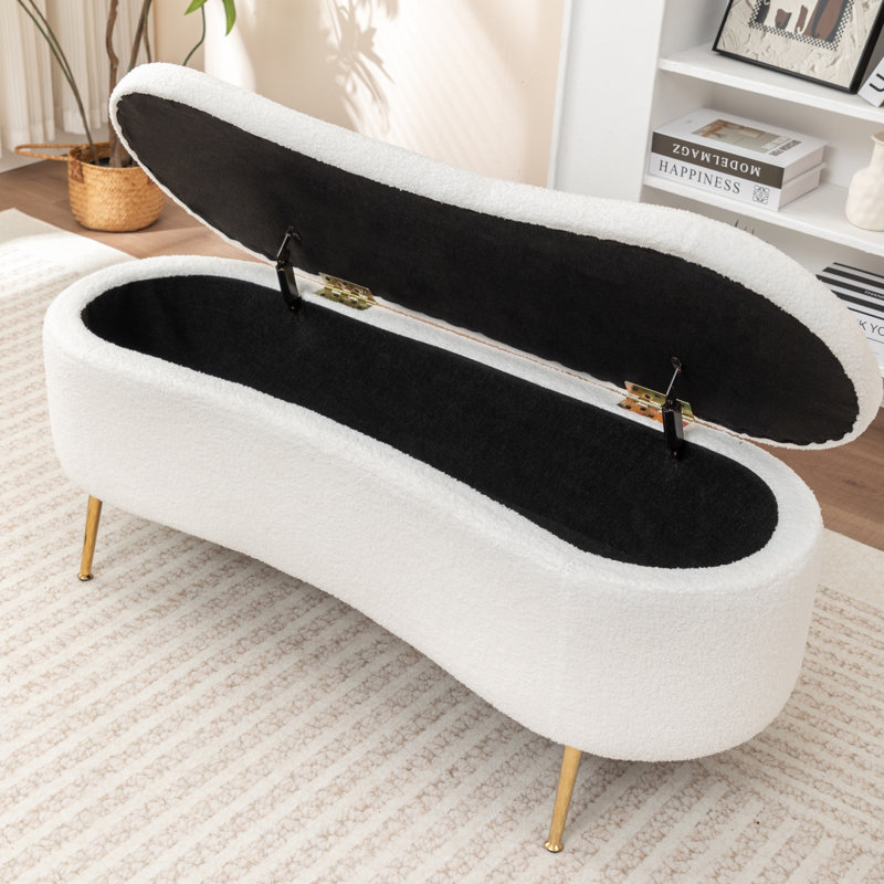 Banc de rangement rembourré Kaybree, Blanc