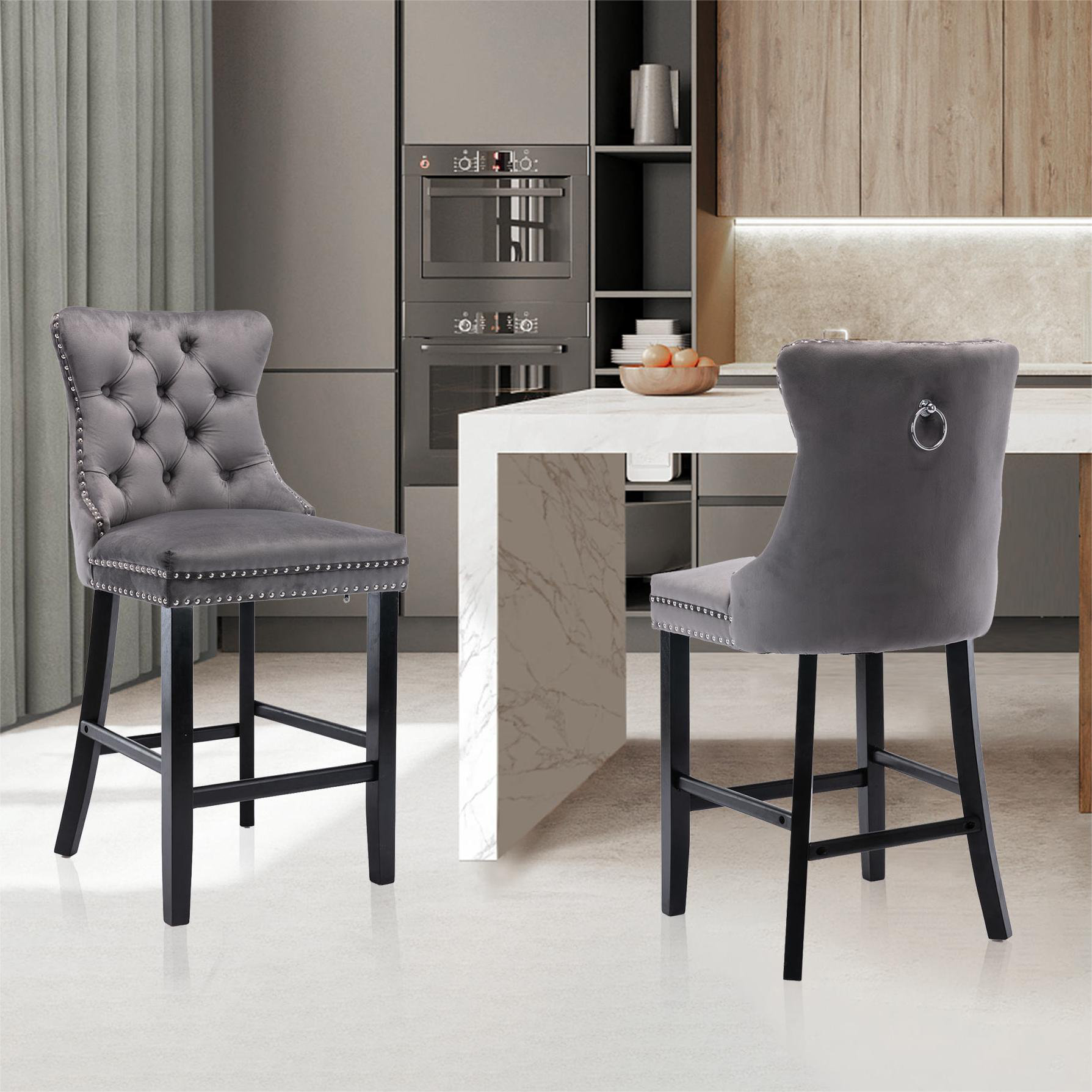 Velvet tufted bar discount stools