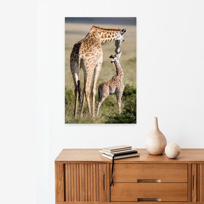 Masai Giraffe Giraffa Camelopardalis Tippelskirchi With Its Calf Masai Mara National Reserve Kenya Abstract Contemporary Forest Landscape Art
