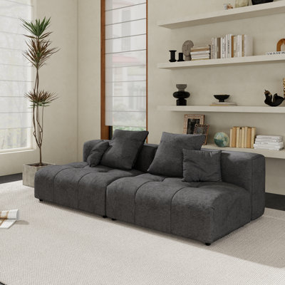 Canapé modulaire en tissu de lin 2 pièces Kay Crumley