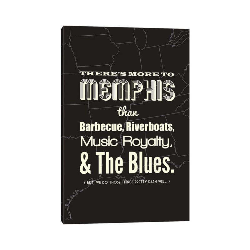 There's More To Memphis - Dark by Benton Park Prints - Wrapped Canvas Print, 20.32 cm H x 30.48 cm W