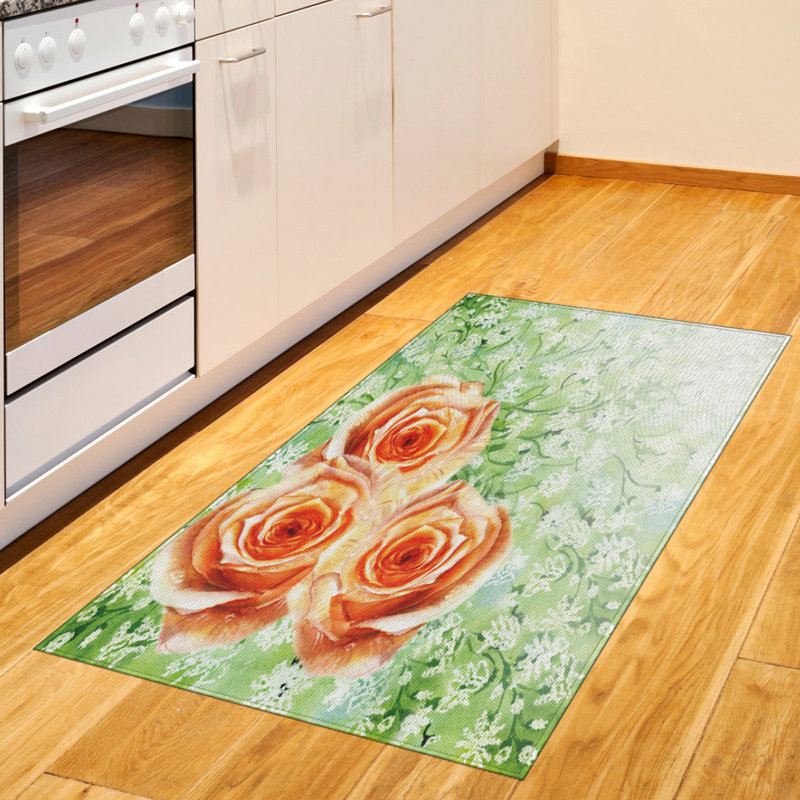 Green High Density Long Fiber Poly Threads Decorative Area Rug Carpet, Rectangle 2'7" x 5'