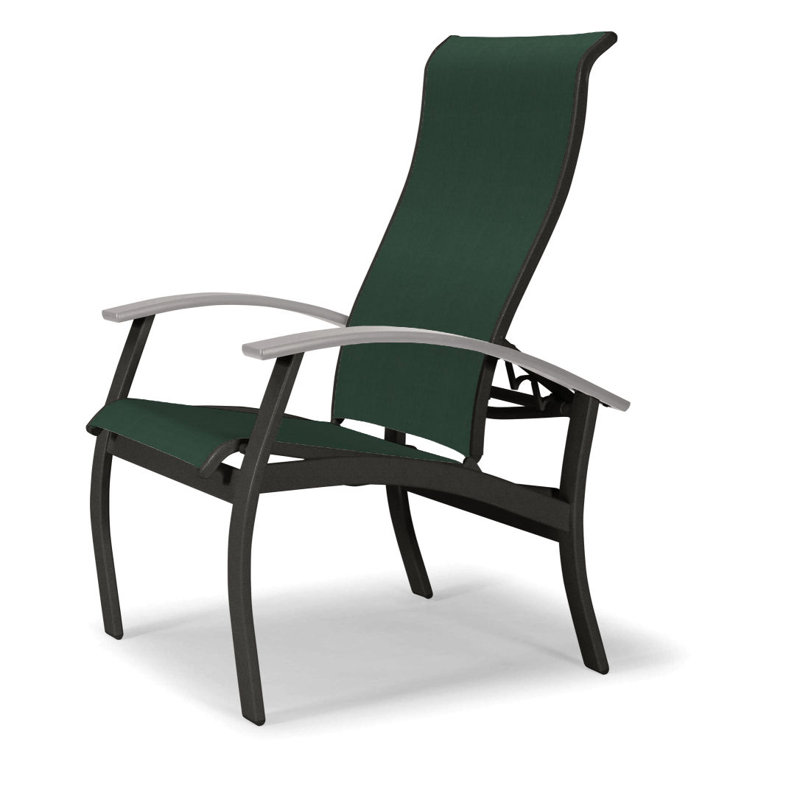 Chaise de patio Askar, Blanc, Vert forêt 22D Sunbrella® vert, Graphite texturé