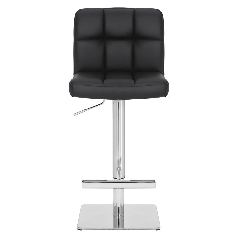 Batson Swivel Upholstered Adjustable Height Counter Stool with Metal Frame, Black Square