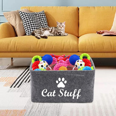 Cat Apparel & Accessories/Cat Toys/Pet Supplies Storage Basket/Bin With Handles, Collapsible & Convenient Storage Solution For Office, Bedroom, Closet, Toys, Laundry