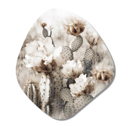 Cream Desert Cactus - Cactus Nebula Shape Asymmetric Metal Wall Art