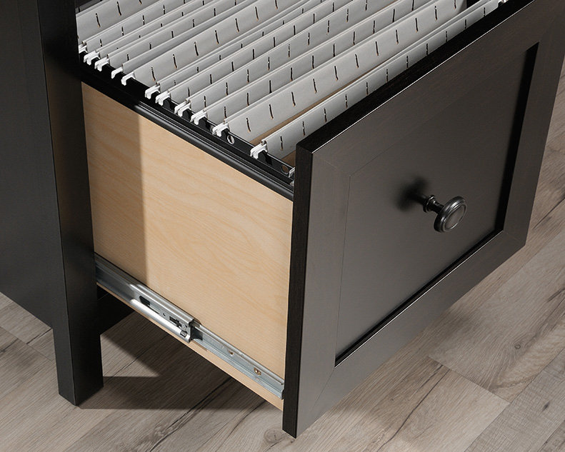 Bureau en L doux avec tiroir classeur, Brun