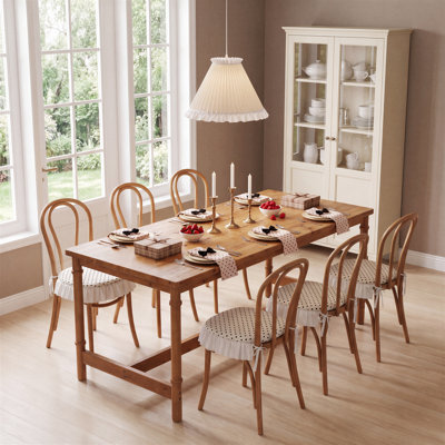 Solid Wood Rectangular Dining Table, 70.87-Inch Farmhouse Kitchen Table for 4-6 for Living Room, Brown
