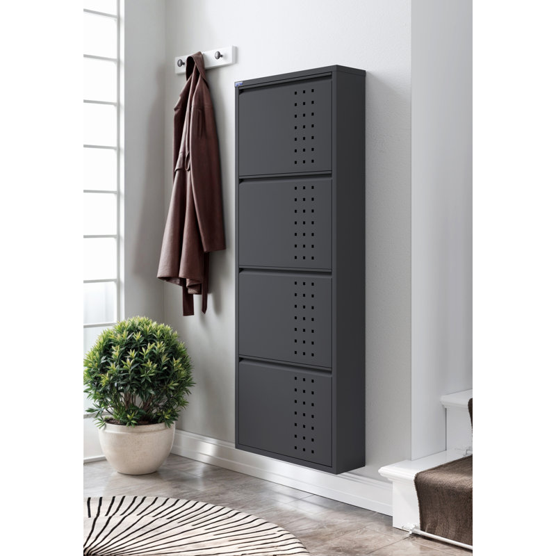 8 Pair Shoe Storage Cabinet, Dark Gray