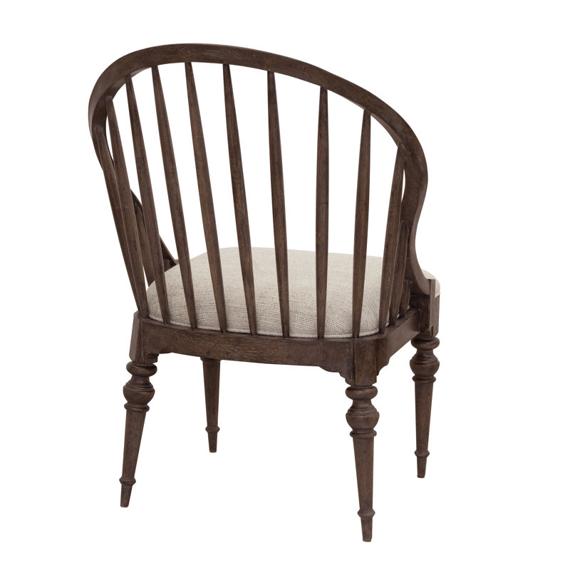 Chimney Smoke Distressed Spindle Back Armchair with Upholstered Seat