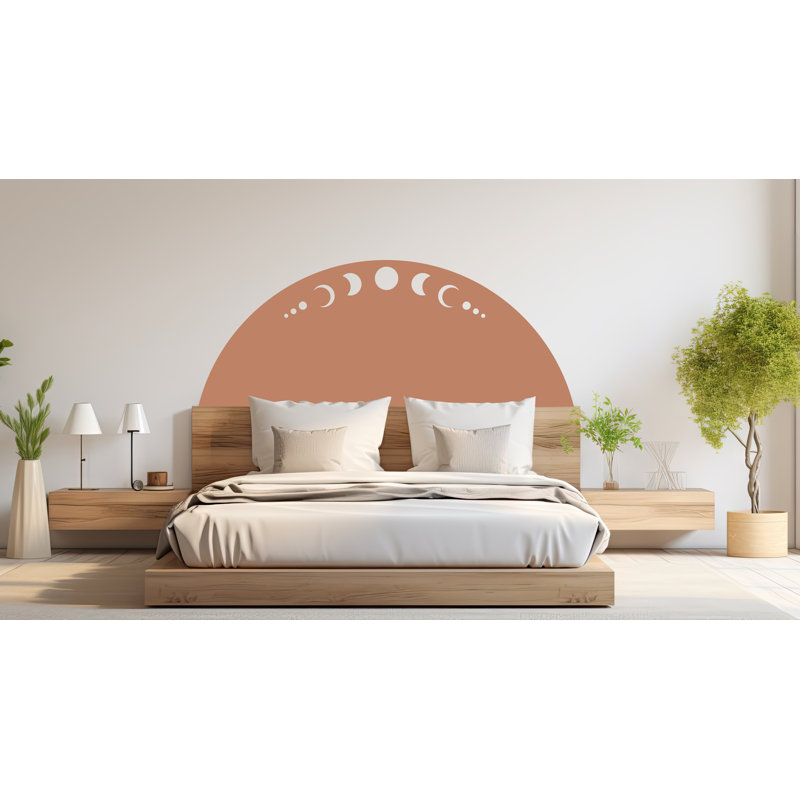 Décalcomanie murale Boho phase de lune, décor de chambre d'enfant Boho Arch, autocollant d'arche de lit, adhésif mural Hedboard, autocollant mural arche, autocollant mural Arch 117LU