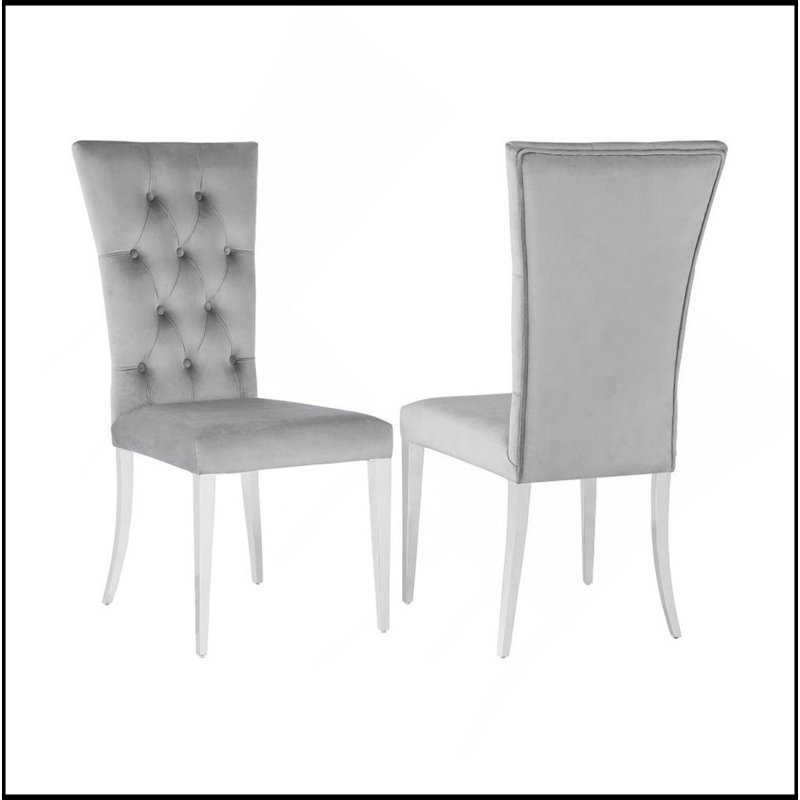 Ensemble de 2 chaises d'appoint rembourrées en velours , Gris