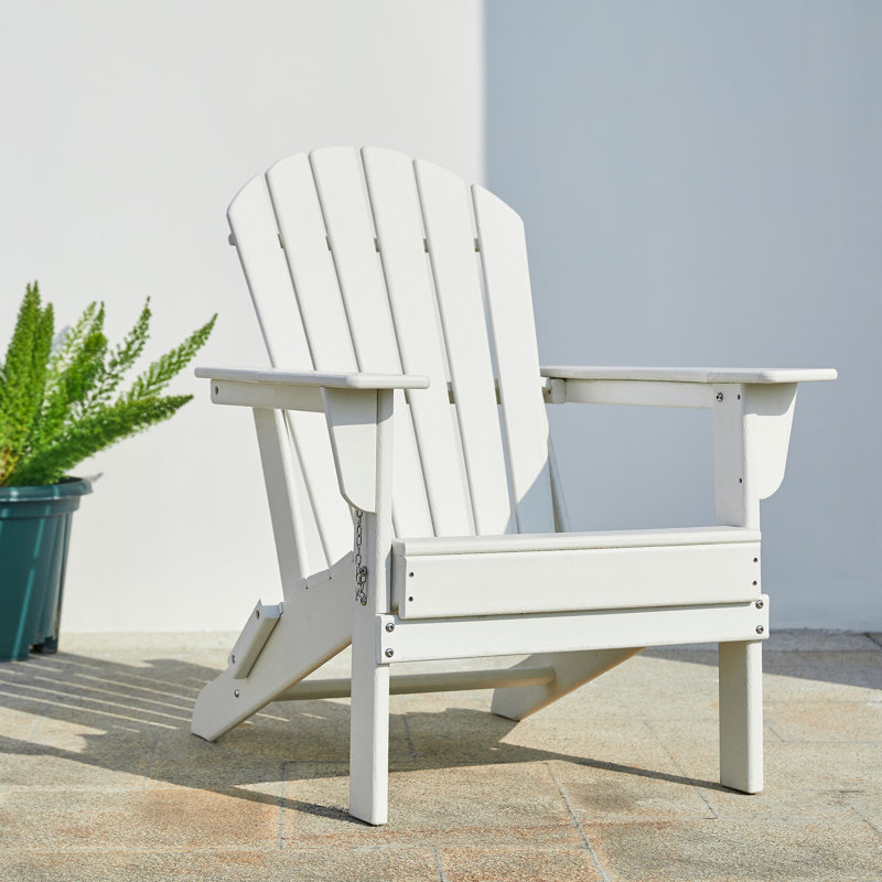 Chaise Adirondack pliante Ramonita en PEHD, Blanc
