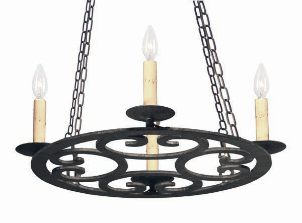 Ashley 4 - Light Chandelier, Blackwash, No Shade