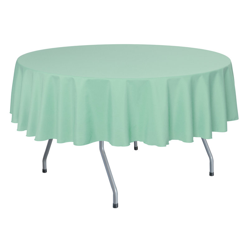 Ultimate Textile - Round Polyester Linen Tablecloth, 84" x 84", Mint, 2