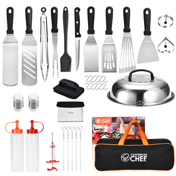 Commercial CHEF 36 pc. Stainless Steel Griddle Accessories Kit