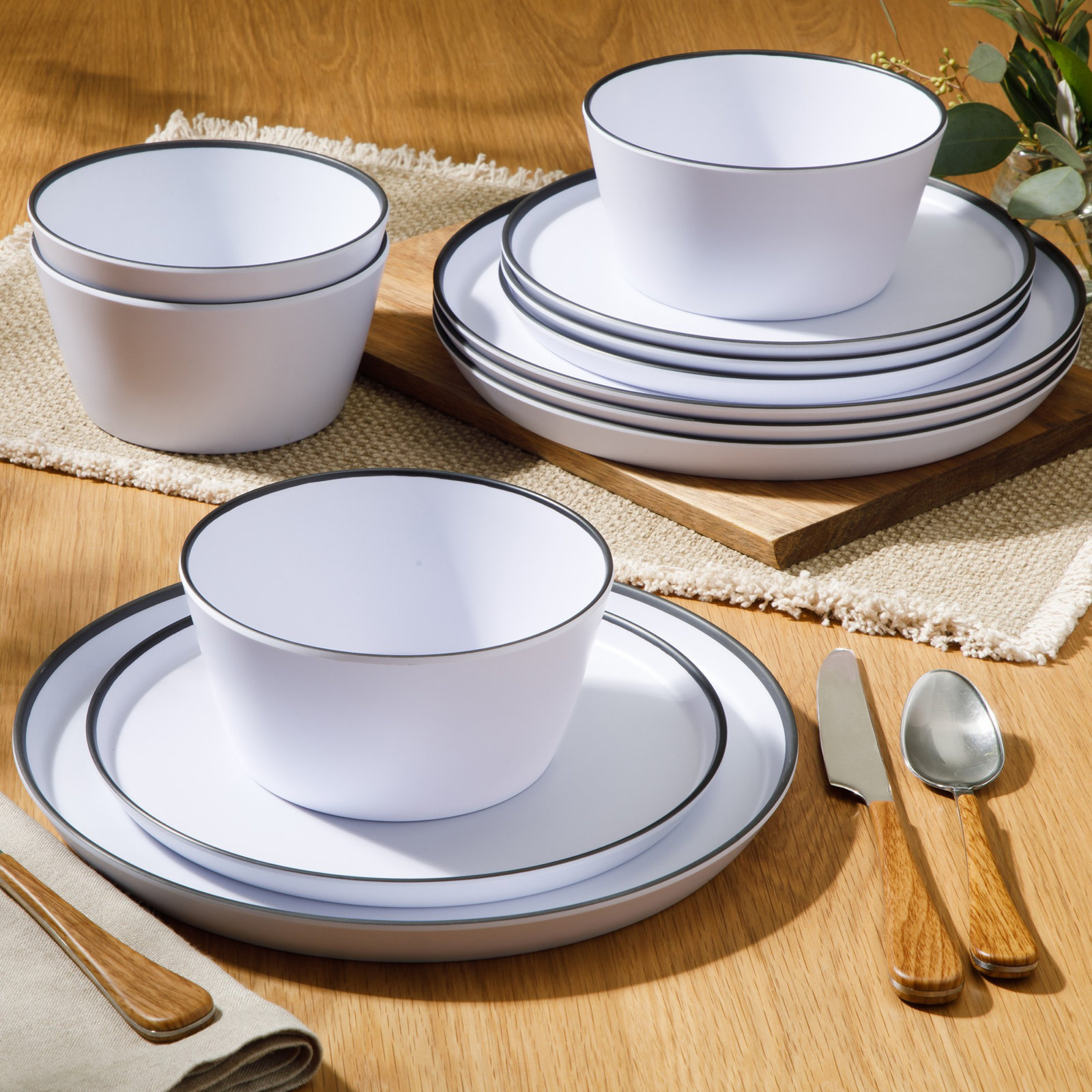 Gibson Home Folsom Shores 12 Piece Melamine Dinnerware Set