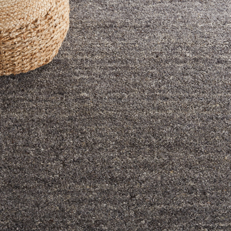 Misak Hand Tufted Wool/Cotton & Other Fiber Solid Color Rug in Gray, Rectangle 5' x 8'