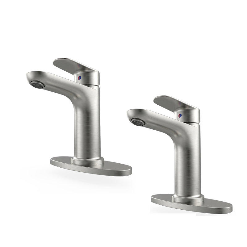 Modern Single Handle Bathroom Vanity Faucet(Set of 2), Brushed Nickel