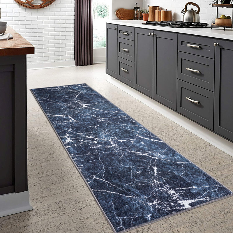 Tapis noir lavable antidérapant Lyanne, Rectangle 2 pi 7 po x 9 pi
