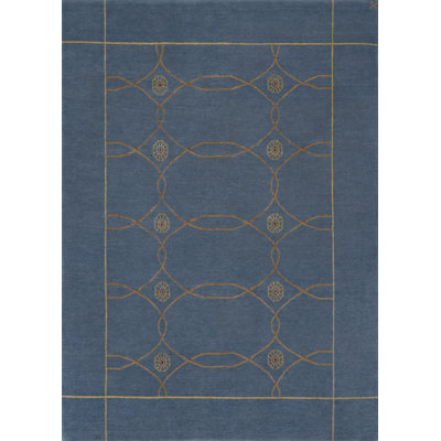 Sparta Wool Geometric Area Rug in Blue/Gold/Copper