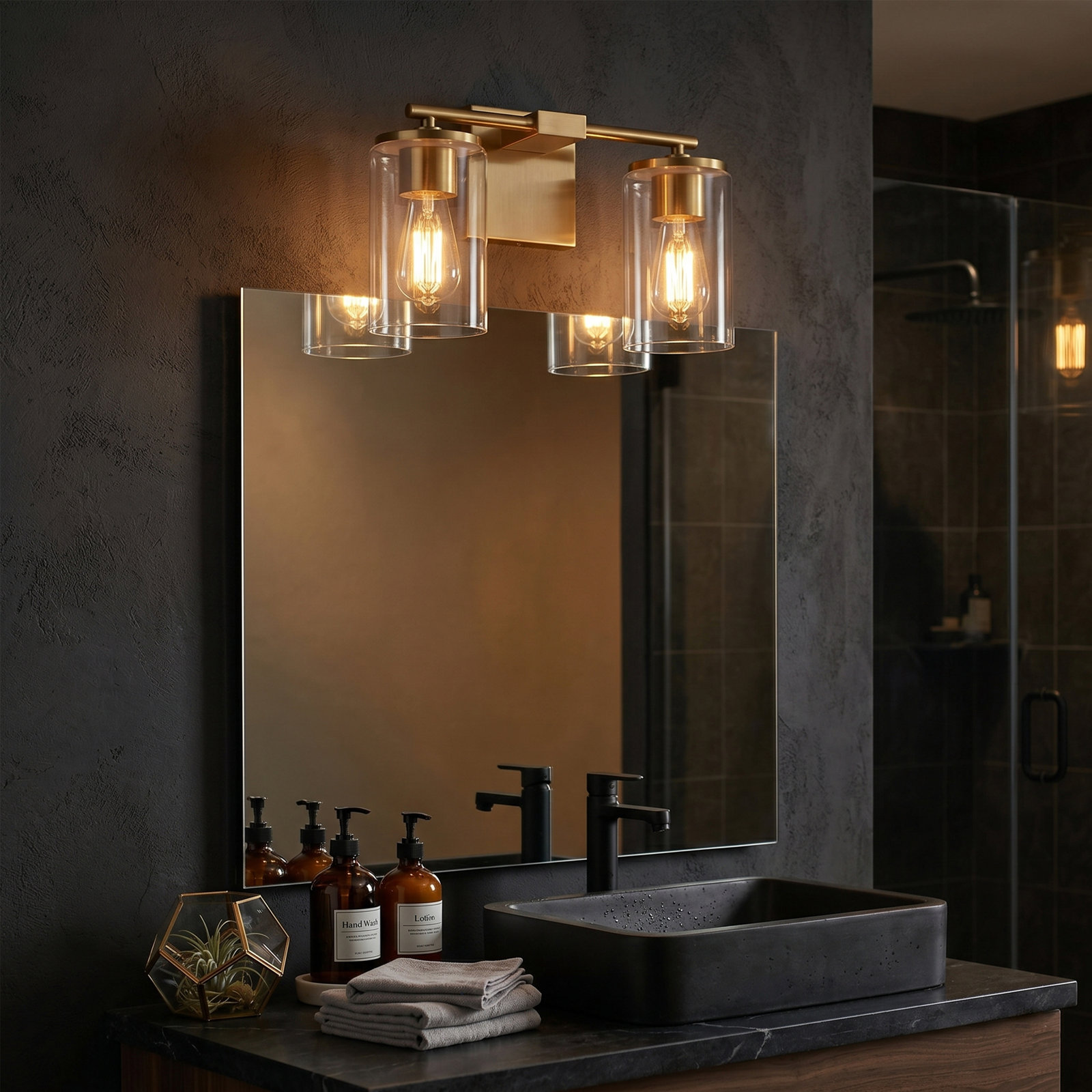 Gabi Linear Vanity Light, Gold, 2 Lights