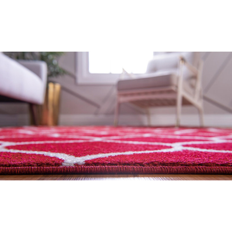 Llanet Geometric Area Rug, Rectangle 10' x 14'1", Red