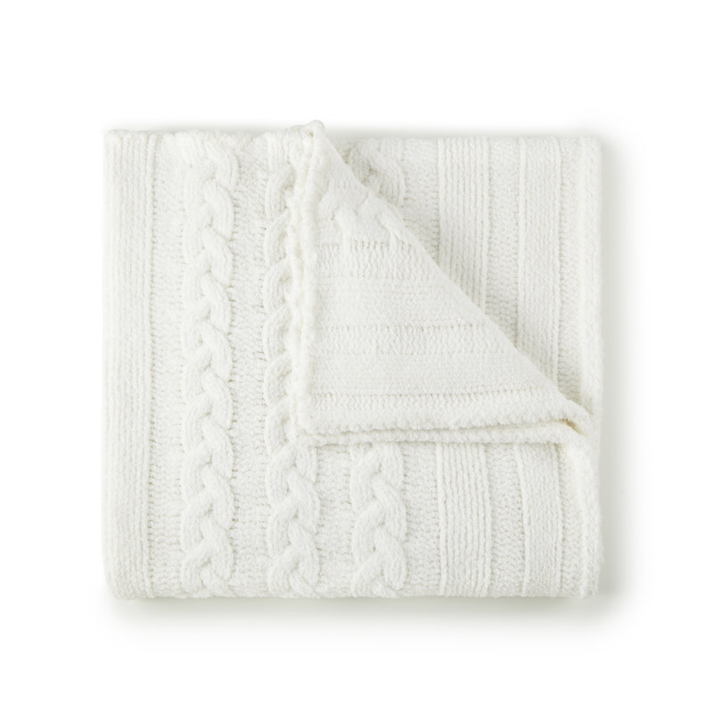 Cozy Cable Knit Throw, White