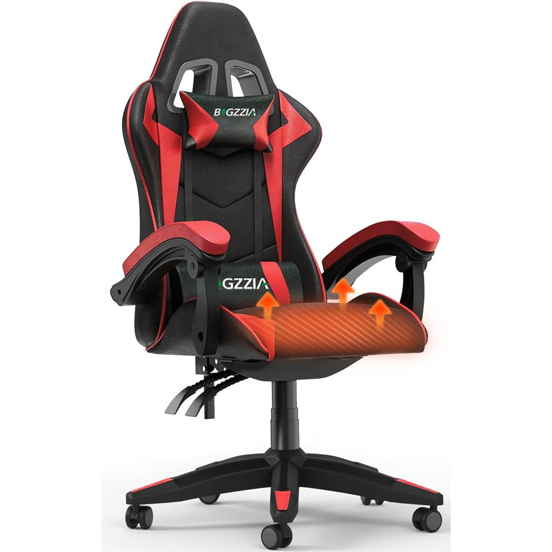 Gaming Chair with Heated Cushion, Black/Red