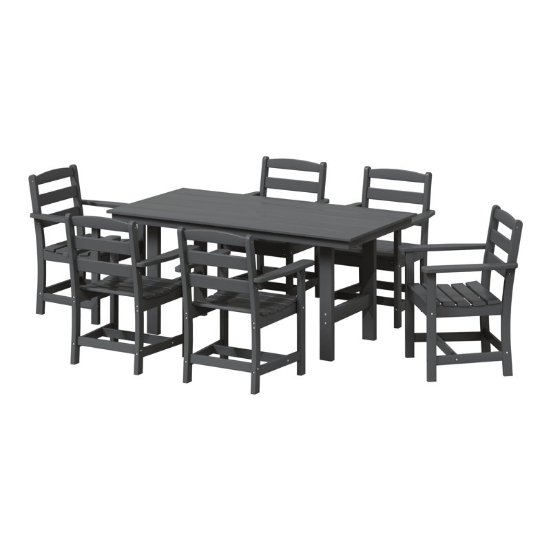 Ensemble de salle à manger 7 pièces avec accoudoirs, Gris