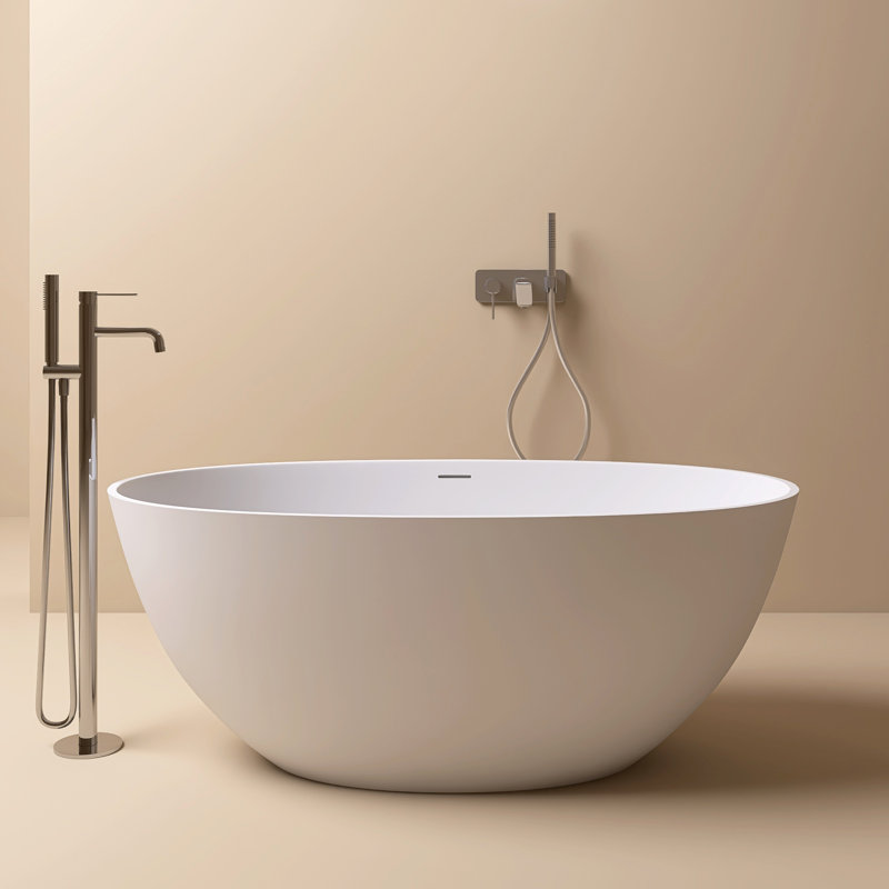  Baignoire de trempage autoportante en résine 55 po x 30 po, Blanc