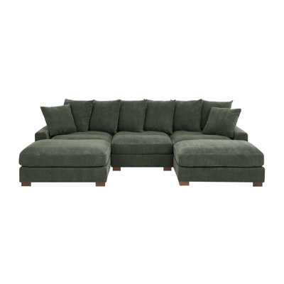 122" Upholstered Corduroy Sofa With Solid Wood Legs