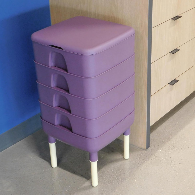 FCMP Outdoor Essential Living Worm Composter Bin, 4-Tray Indoor System, Plum, Purple/Cream