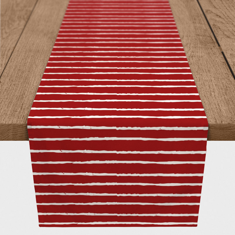 Vancouver Sketch Stripes Table Runner, 90" x 16", Red