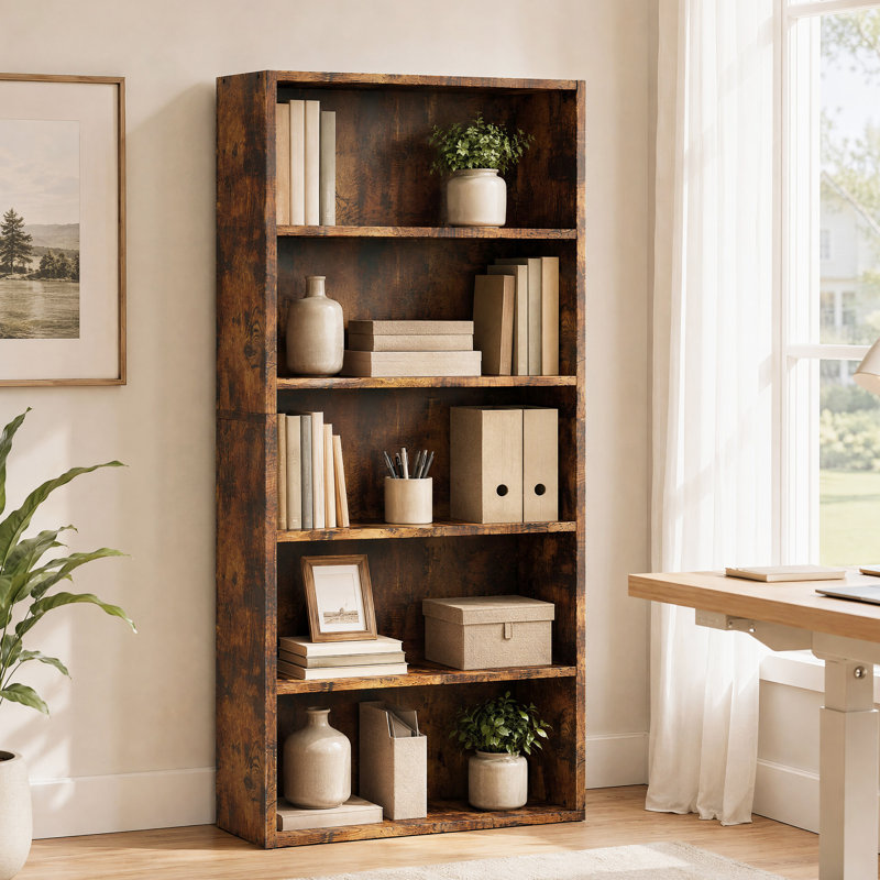Bibliothèque 53 po H 53 po, Brun rustique, (5 tablettes) H 53 po x l 23,8 po x P 9,2 po