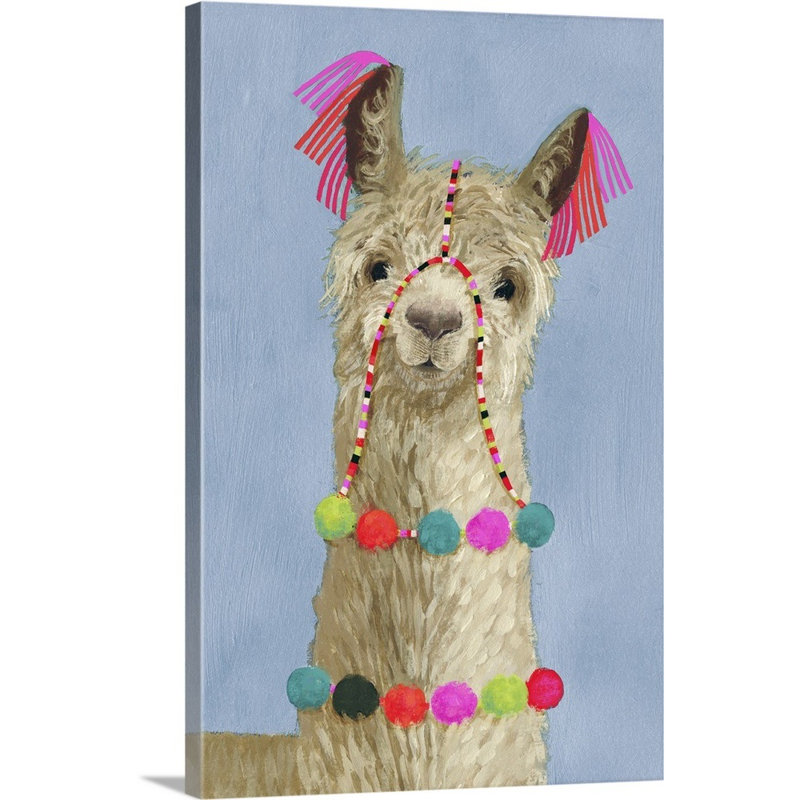 Novogratz « pom pom llama iii », reproduction d’art encadrée, H 18 po x l 12 po x P 1,25 po, Toile tendue