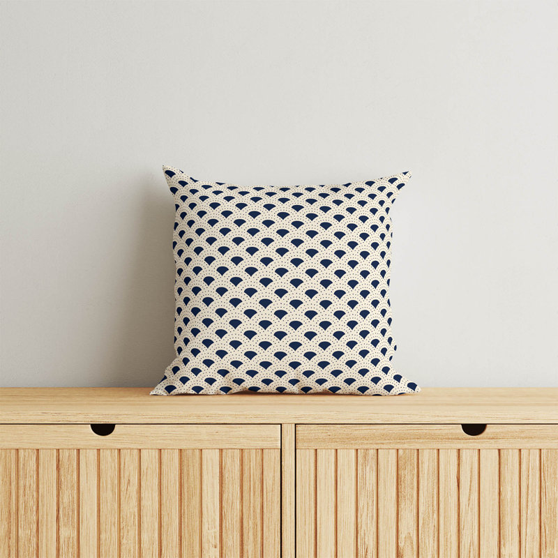 Coussin décoratif à pois, Carré 20 po, Bleu marine profond géométrique